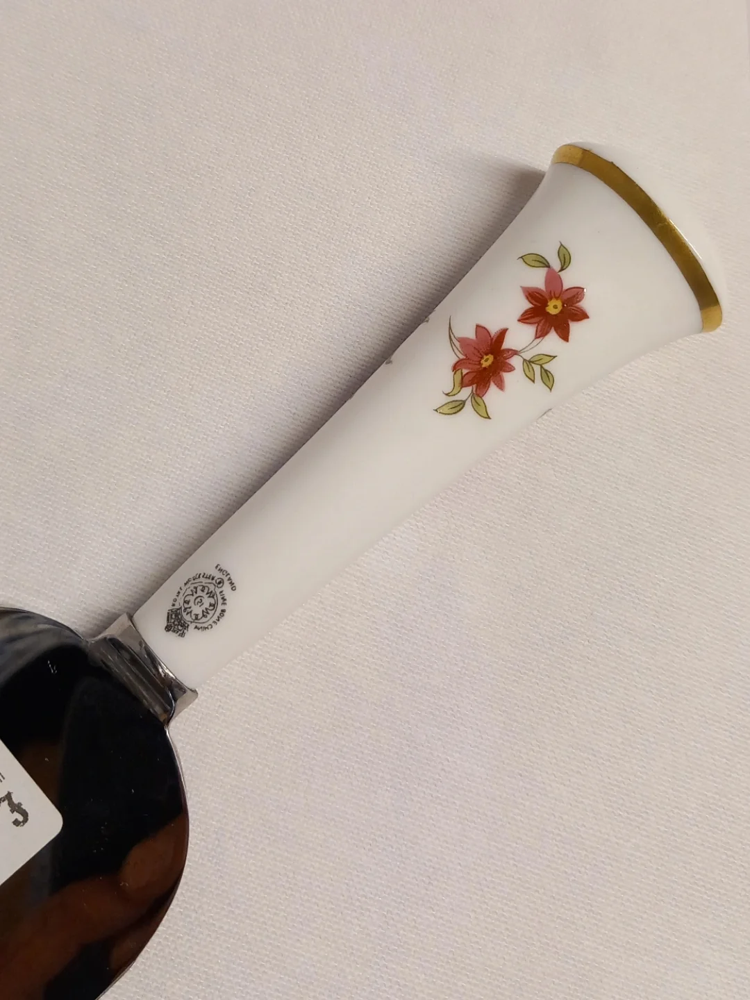 Royal Worcester Porselen Saplı Vintage Pasta Servis Spatulası (Sheffield England) — yakın plan 5