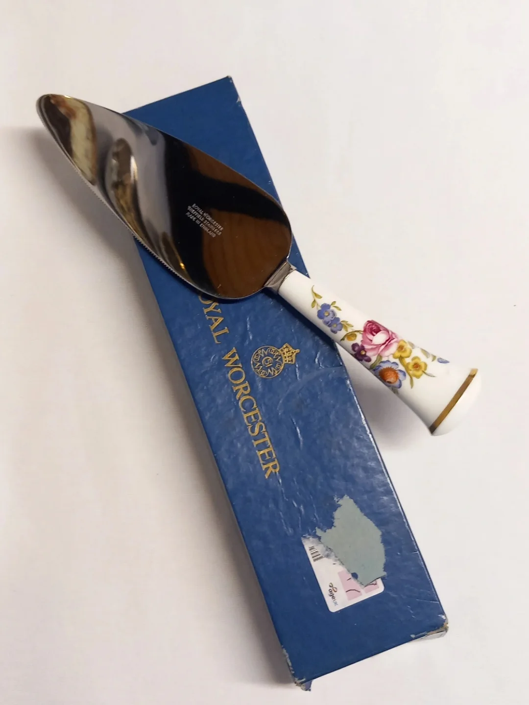 Royal Worcester Porselen Saplı Vintage Pasta Servis Spatulası (Sheffield England) — yakın plan 7