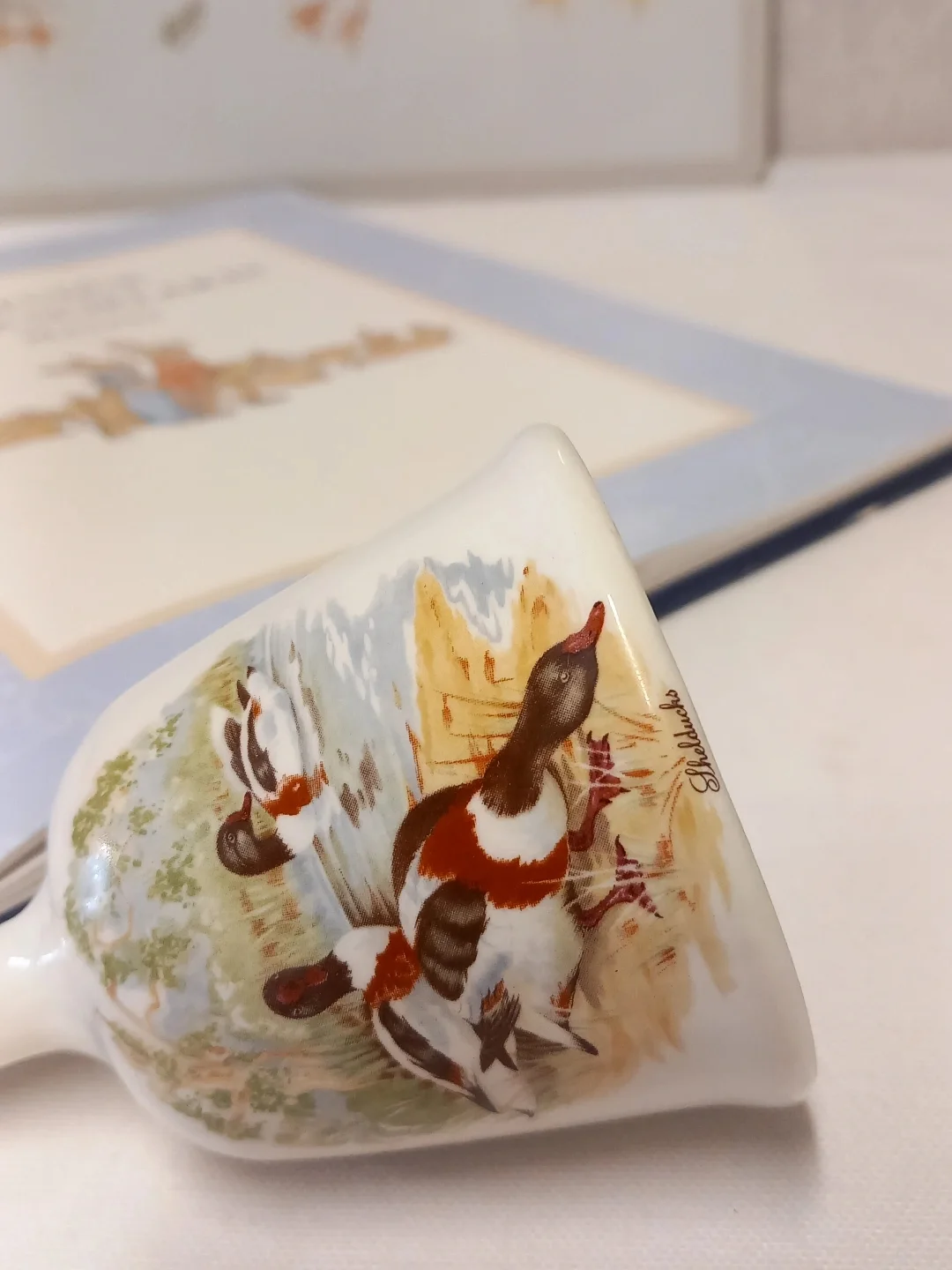 Porselen çanın Shelduck deseni yakından